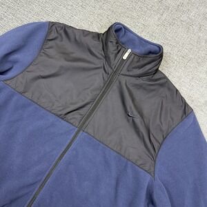 Vintage Nike Full‎ Zip Fleece Jacket Mens XXL Blue Colorblock Y2K Silver Tag